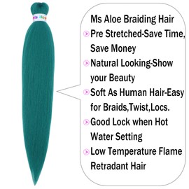 Dark Green Braiding Hair Pre Stretched Kanekalon Braiding Hair Dark Green Braids Hair Knoteless Braiding Hair Prestretched Braiding Hair(Dark Green,6pack)