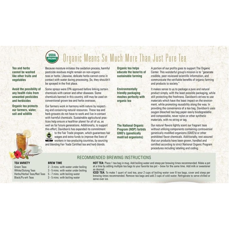 Davidson's Organics, Hibiscus Flowers, 100-count Unwrapped Tea Bags