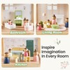 Tiny Land Wooden Dollhouse for Girls - 6 Rooms Wooden