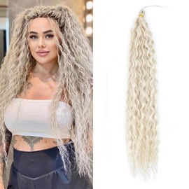 TAOYEMY Deep Wave Crochet Curly Braiding Hair 22 Inch 3 Packs Ocean Wave Crochet Hair Extensions Synthetic Curly Crochet Hair For Women (80#, 22 inch-3 PC)