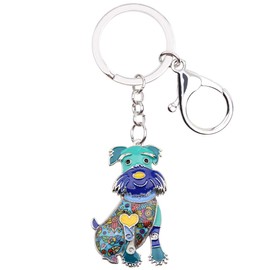 WEVENI Enamel Schnauzer Keyring Dog Charms Gifts for Women Girls Bag Car Wallet, blue