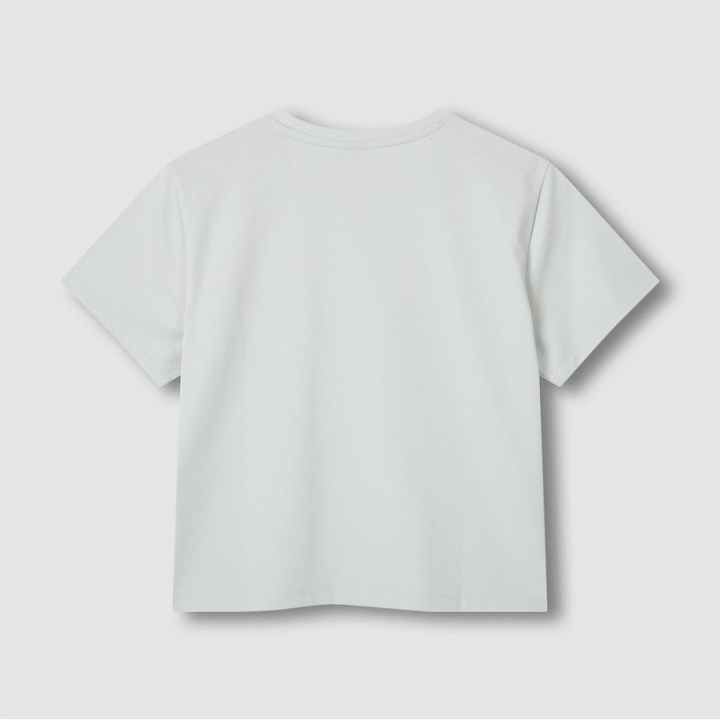 JAJU AIR Cotton Short-Sleeve T-shirt_Mint Grey
