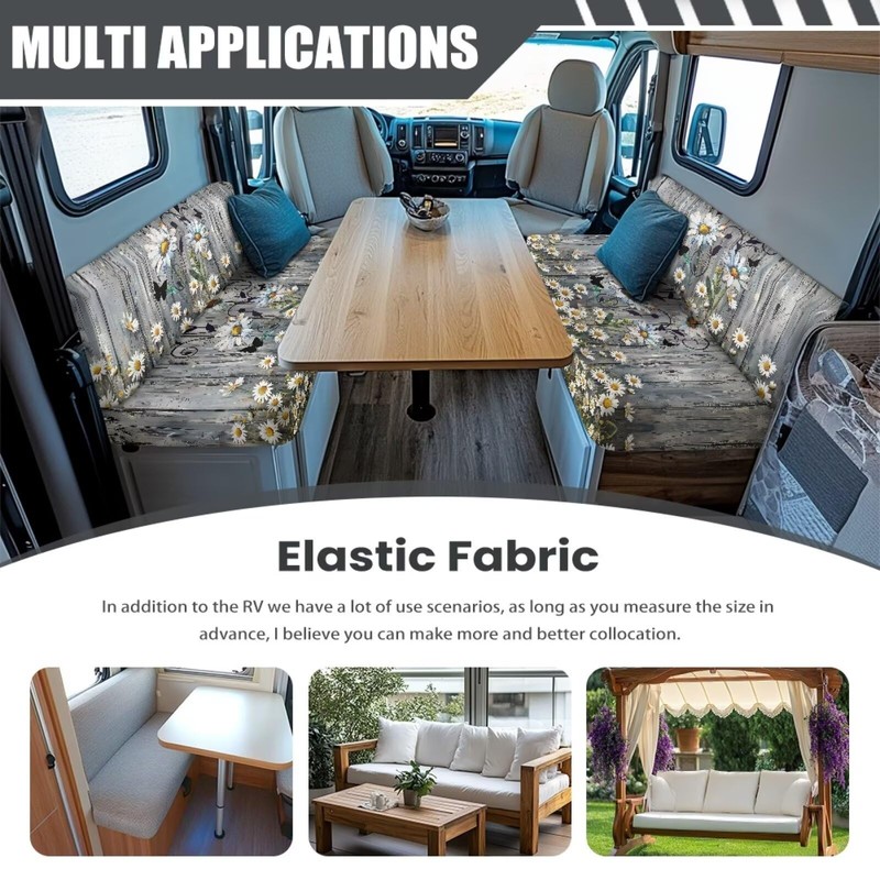 SUITOSELFY RV Dinette Cushion Covers Booth Set - Grain Wood