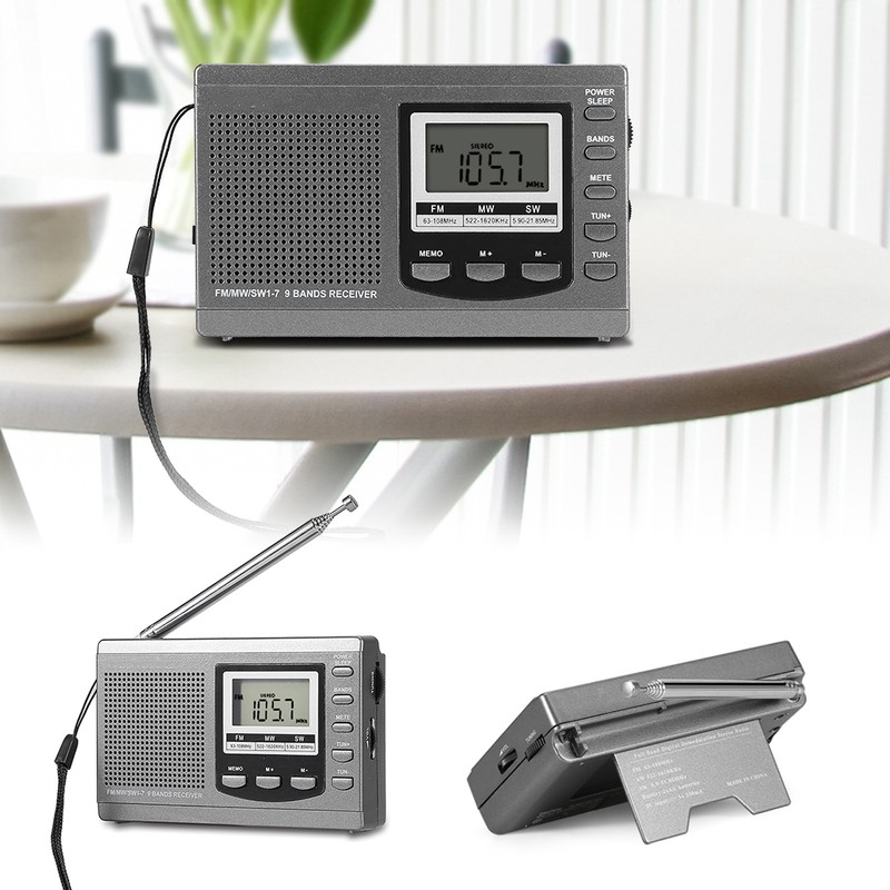 Portable Mini Radios FM/MW/SW Receiver with Digital Alarm Clock FM