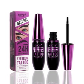 2Peel Off Eyebrow Tattoo Tint Gel, 24H Waterproof Semi-Permanent Brow Tinting Kit, Smudge-Proof Long Lasting Eyebrow Dye, Professional Natural Misty Brow Sculpt for All Hair Colors (Taupe)