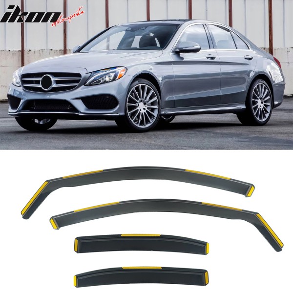 Fits 15-21 Benz W205 C Class Sedan In-Channel Window Visors