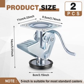 Aurelema 2 Pcs Brake Floor Lock 5 Inch Brake Pedal Lock Heavy Duty Steel with Anti-Slip Rubber Pads for Furniture, Equipment, Workshops, and Garages