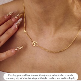 Initial Necklace for Women Pet Memorial Gifts for Dogs Master Daughter Granddaughter Mom Adjustable 14k Dainty Gold Necklace for Women Non Tarnish Birthday Gold Jewelry