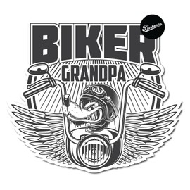 Darknalia | Biker Grandpa Vintage Style Hot Rod Classic Car Sticker | Vinyl Sticker | Luggage Label | Wolf Edition (6 x 5.5 inch)