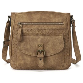 KouLi Buir Crossbody Purses for Women - PU Leather Shoulder Handbags Sling Bag Crossboby Bags Medium Multi Pockets (Brown-01)