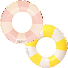 Adult Swimming Ring, Air Mattress, Inflatable Swimming Pool, Float, Swimming Ring Tube for Summer Pool Party (Pink+Yellow70)