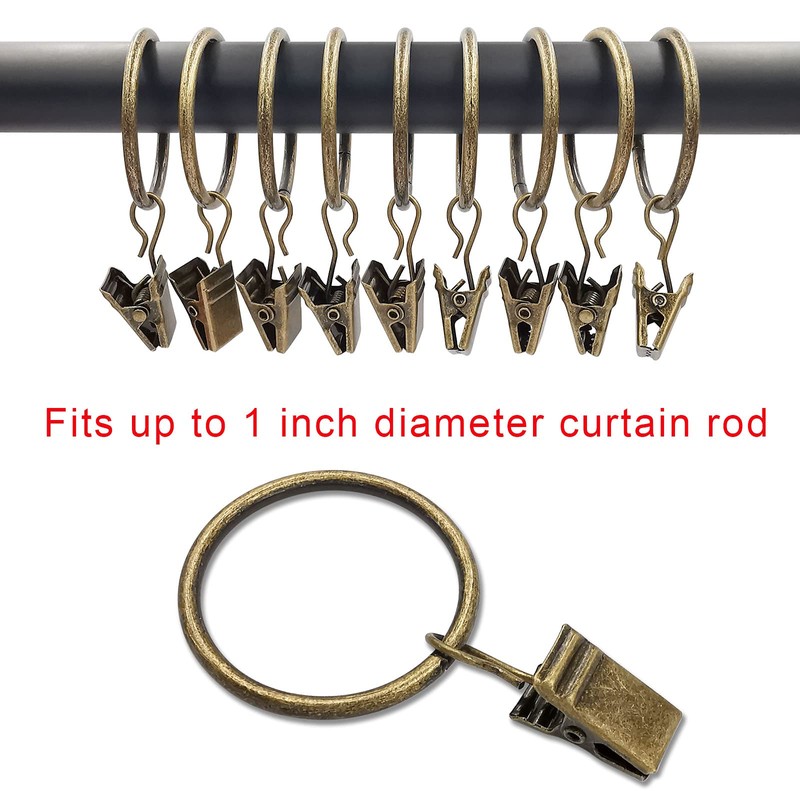 LLPJS 100 Pack Curtain Rings with Clips, Curtain Clip Rings