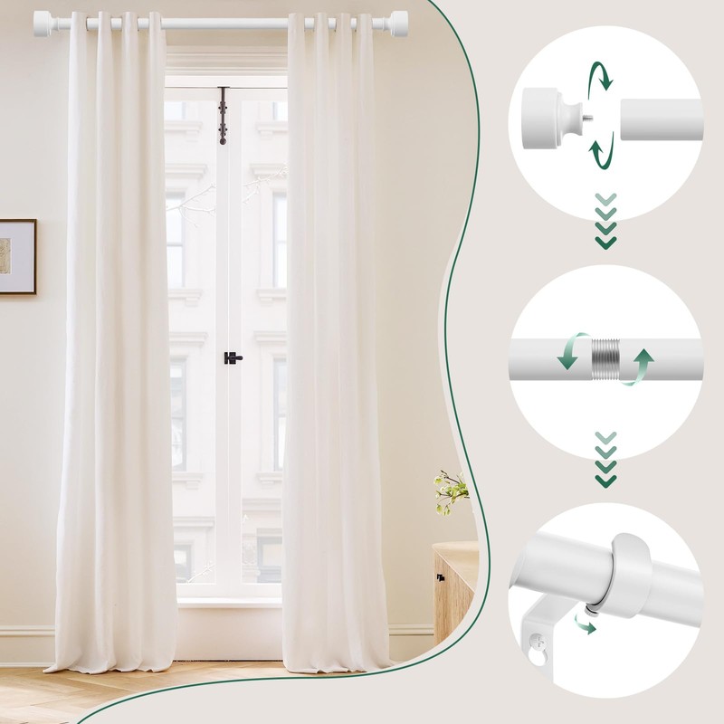 White Curtain Rods for Windows 72 to 144 Inch(6-12ft), 1