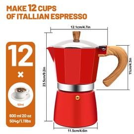 DITOSH 12 Cup Aluminum Espresso Stovetop Moka Pot Express Coffee Maker Percolator Italian Classic Mocha Coffee Machine for Italian and Cuban Cafe Brewing for Home & Camping 600ml 20oz