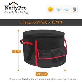 NettyPro Fire bowl Carry Bag for 24 Inch Outland 883 Propane Fire Bowl, Fire Pit Carrying Case Waterproof Heavy Duty 600D Outdoor Portable Firebowl Fit Ciays Smokeless Gas Firepit