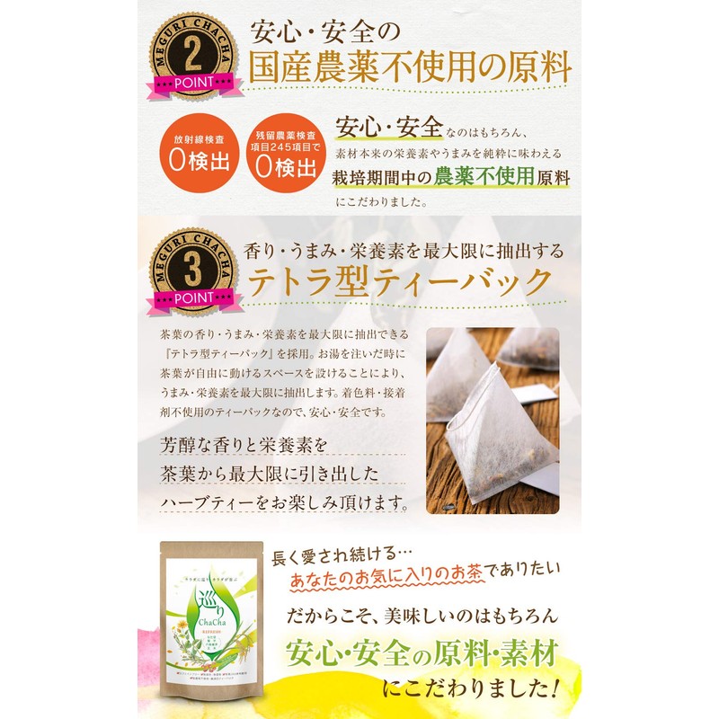 なたまめ茶 国産 菊芋 玄米茶 巡りChaCha ノンカフェイン ブレンドティー 40包