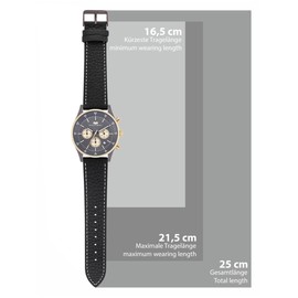 Rhodenwald & Söhne 10010376 Men's Watch Analogue Japan Quartz Movement with Genuine Leather Black Strap, Without motif