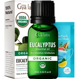Gya Labs USDA Certified Organic Eucalyptus Essential Oil for Diffuser - 100% Pure Natural Eucalyptus Oil Organic for Skin, Hair, Soap Making & Humidifier, Natural Aromatherapy (0.34 Fl Oz)
