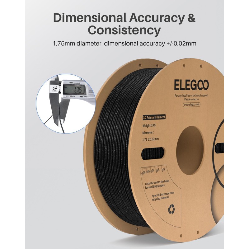 ELEGOO Silk PLA Filament Triple Colors Blue Green Orange, Shiny