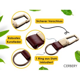 Cerbery® Elegant Leather Keyring with Rings and Gift Box | Lanyard Key Ring Key Ring Car Photo Engraving Ring | Women Men | Gift, gold