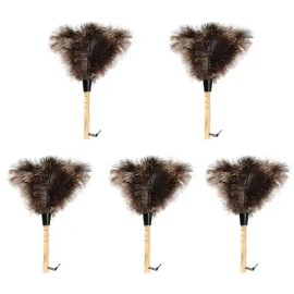 Ostrich Feather Duster Fluffy Natural Genuine Ostrich Feathers Eco-Friendly Reusable for Cleaning SuppliesColor: Model-14"-brown-5 Pieces