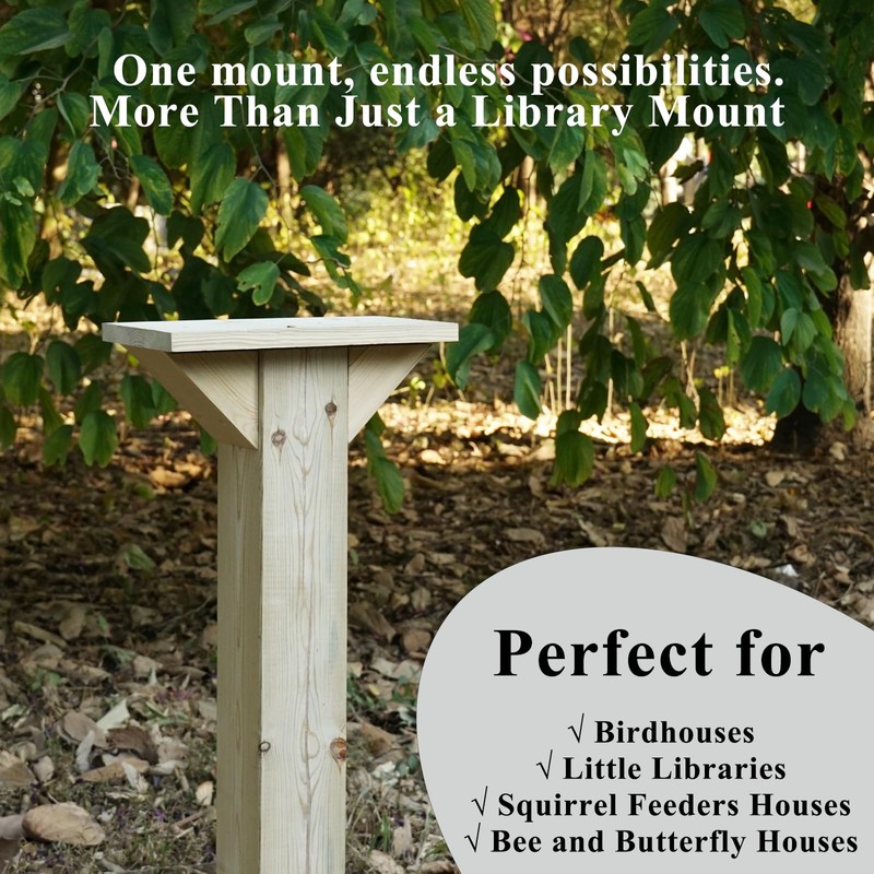 Outdoor Little Library Mount Stable Wood Book Storage Box Bracket,