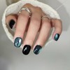 ChicPalette Press On Nails - Short Squoval Green Cat Eye