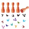 AHANDMAKER 5 Styles Hummingbird Stamps Bird Pattern Mini Stamp, Wooden
