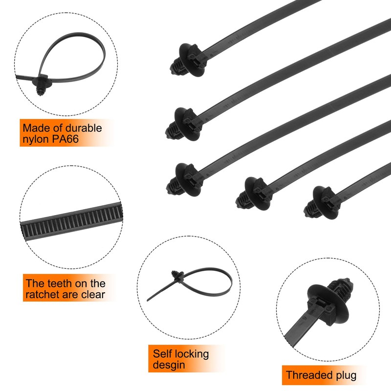 HARFINGTON 100pcs Push Mount Cable Zip Tie 8.7" x 0.18"