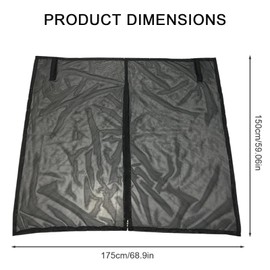 Van Sliding Door Magnetic Fly Screen for VW T5 T6 - Black Mesh Bug Net with Zipper, Van Curtains, Sun Protection & Ventilation for Campervan Motorhome Side Door 175x150cm