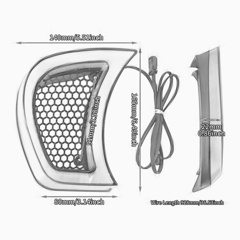 HCmotorku LED Headlight Vent Accents Turn Signal Light Running Light