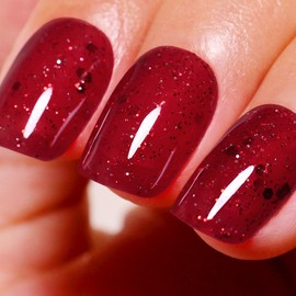 Ozzeal Glitter Gel Polish, Christmas Red Glitter Gel Nail Polish Sparkle Shimmer Gel Glitter Nail Polish Autumn Winter Soak off LED UV Gel Nail Polish for Art DIY Manicure 15ML