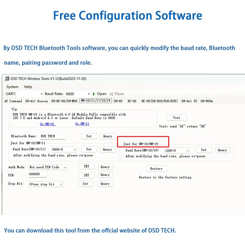 DSD TECH SH-B30-BLE RS232 to Bluetooth 5.0 BLE Adapter Support