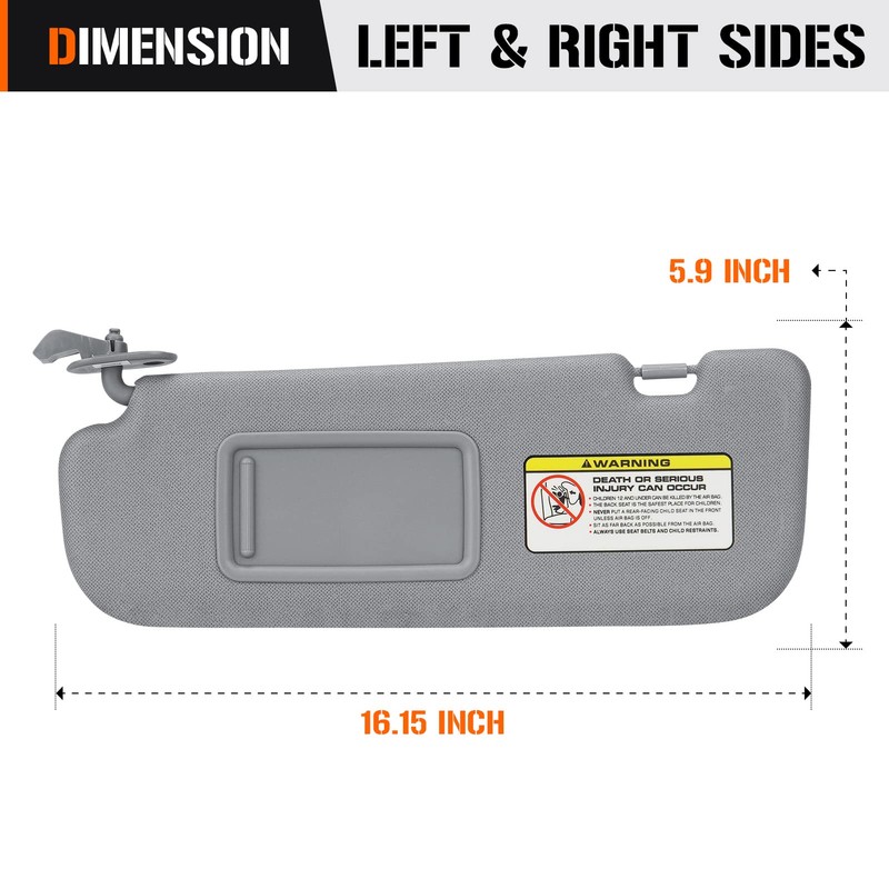 Left & Right Sun Visor for 2011-2015 Hyundai Elantra (NOT