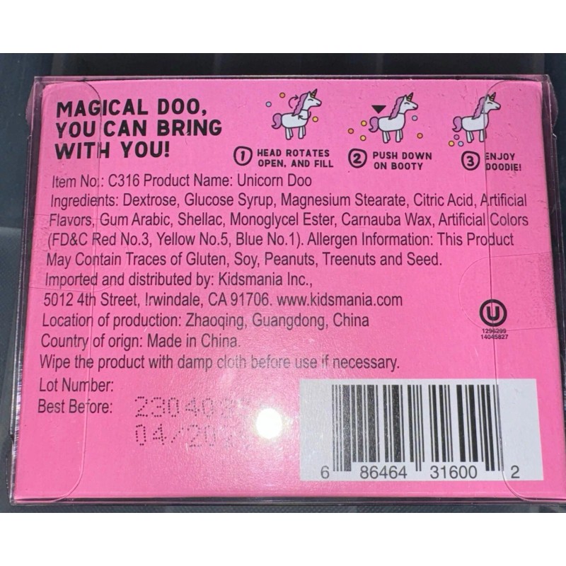 Kidsmania Unicorn Doo Candy Dispenser