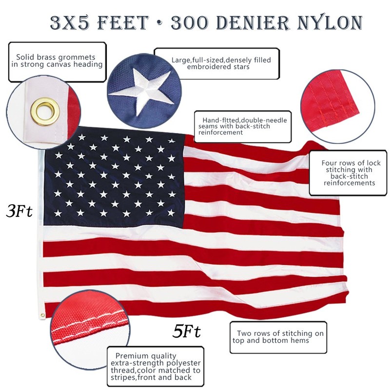 ANLEY EverStrong Series American Flag 3x5 Foot Heavy Duty -
