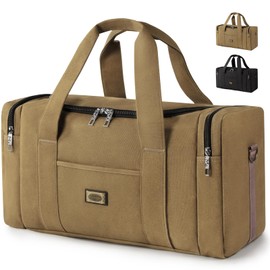 Virklyee Canvas Travel Bag 38L Vintage Duffle Travel Overnight Bags Large Capacity Weekend Bag, Retro Canvas Duffle Bag for Travel, Camping, Sports, Business Trips, khaki 38l