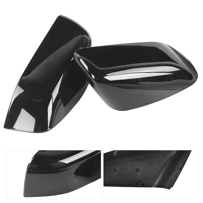 2pcs Rearview Mirror Cover Caps Glossy Black Fit for Land