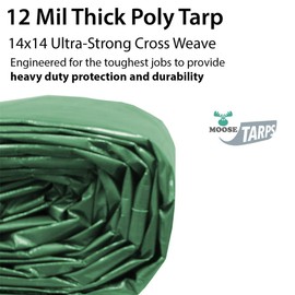 Moose Supply 20 Foot x 20 Foot Heavy Duty Waterproof Tarp | Green and Brown | Multi-Purpose UV Resistant Reversible Tarpaulin Cover for Tents, Landscaping, Boats, RVs, and Weather Protection