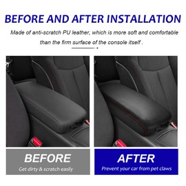 DEYTOP Center Console Cover for Nissan Maxima 2009-2014 Console Armrest Cover for Nissan Maxima 2009-2011 2012 2013 2014 Car Cushion Protector Pad (Black with Red Stitches)