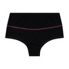 RUMPY Pantalones calientes de talle alto, Negro con hilo rosa,
