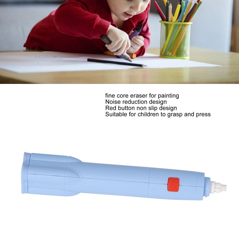 Electric Eraser Low Noise Rechargeable 2 Replaceable Refills 2.7x16cm ABS