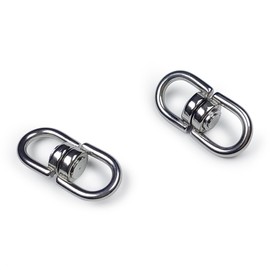 LABEN Stainless Steel Key Ring Keychain Rotatable Connector 2pcs, Anti Tangle 360° Rotate Key Linker for Carabiner & Split Ring