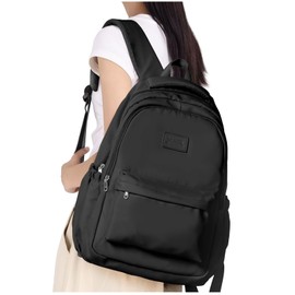 WEPLAN Backpack for Women School Bag for Teenager Girls Boys Lightweight School Backpack for College Students Casual Dayback Waterproof Schoolbag Waterproof Bookbag Laptop Backpacks 14 inch,Black