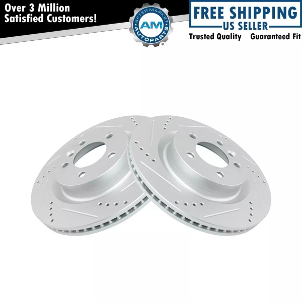 AM Autoparts Performance Brake Rotor Drilled & Slotted Coated Front