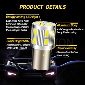 Ruiandsion 2pcs 1157 LED Light Bulbs White BAY15D 6V 17SMD 5630 LED Bulbs for Backup Reverse Lights Tail Brake Lights,Non-polarity(1157 6V)