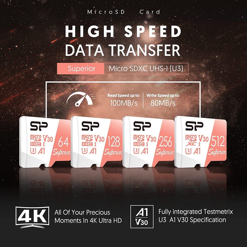 256GB Silicon Power Superior microSDXC UHS-I 4K Ultra HD Memory