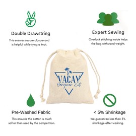 MS Vacay Hangover Kit printed Party Favor bags - Cotton Drawstring closure - Bachelorette hangover kit bags - Hangover Recover Kit Wedding Party Gift Bags - 5 * 7 Inch bags Set of 10