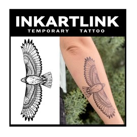 INKARTLINK Jagua Tattoos 2 Weeks Long Lasting Waterproof Tattoo Stickers Temporary Tattoos for Men Women Fashion Man Semi Permanent Disappearing Tattoos Hawk