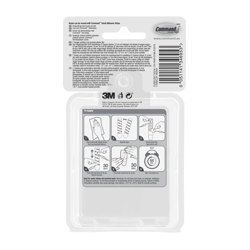 Command 17006CLRFGN Mini Hook Transparent with Clear Strips
